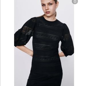Zara NWT pointelle dress with balloon sleeves